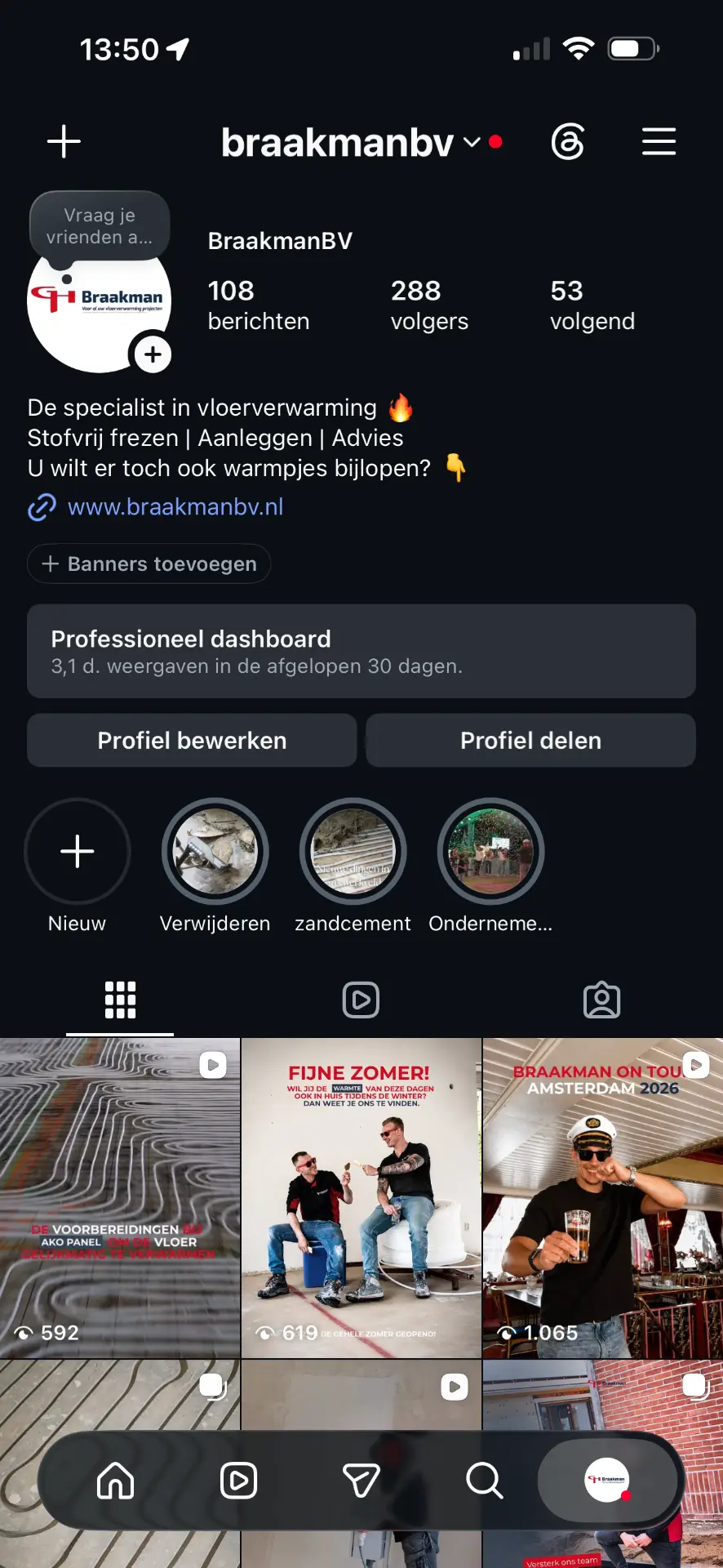 Instagram-profiel van Braakman BV