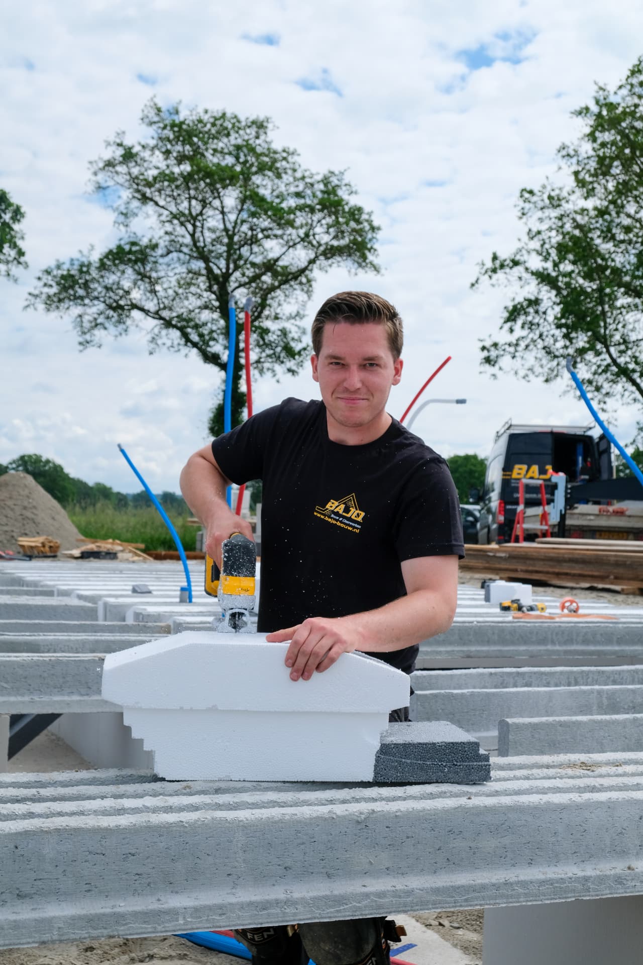 Vakman aan het werk op de bouw