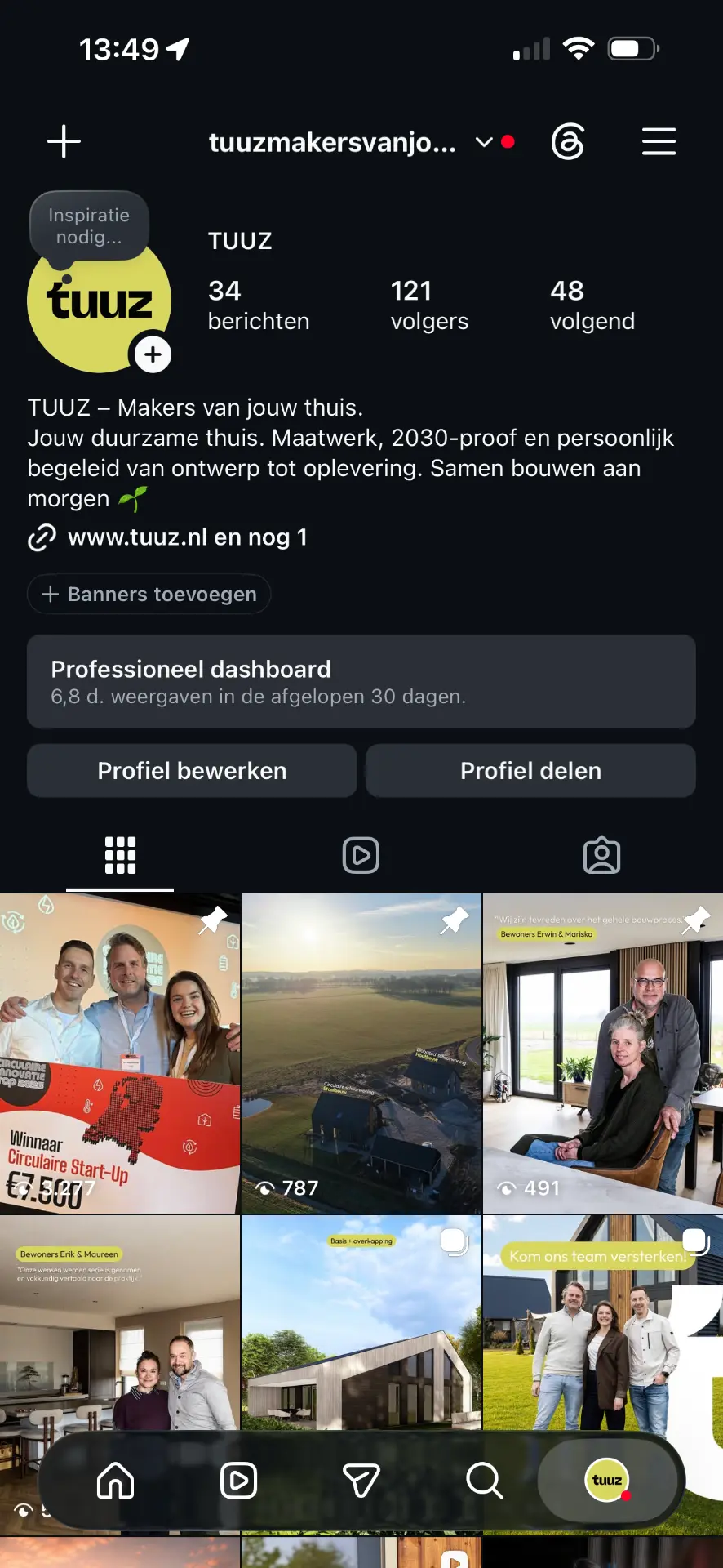Instagram-profiel van TUUZ