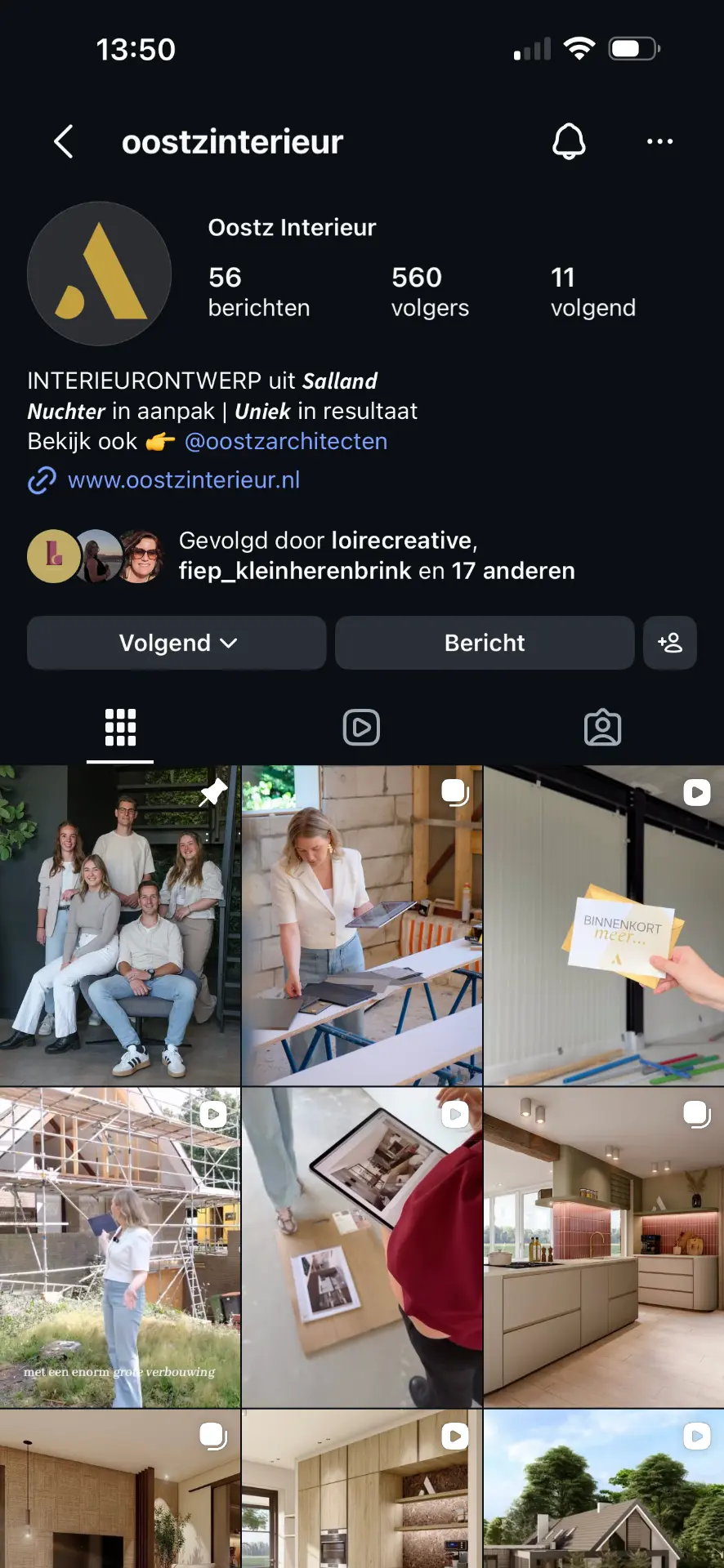 Instagram-profiel van Oostz Interieur