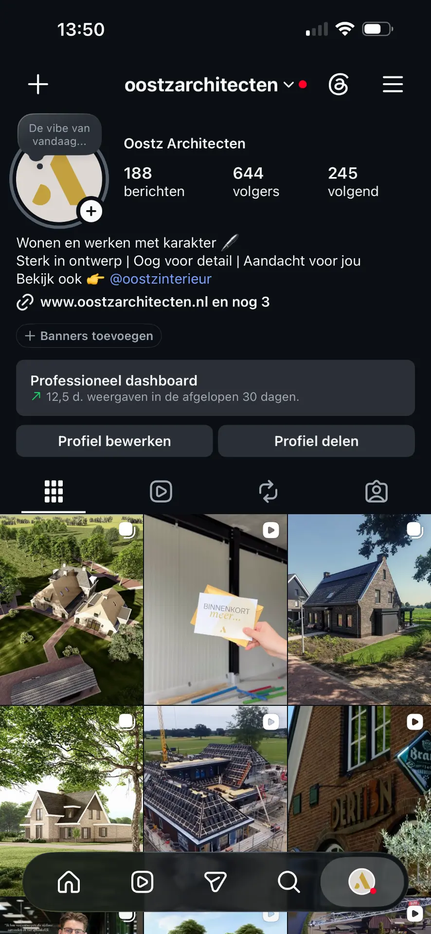 Instagram-profiel van Oostz Architecten